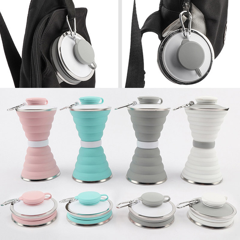Collapsible Water Bottle - 500ml Food Grade Silicone Water Bottle,