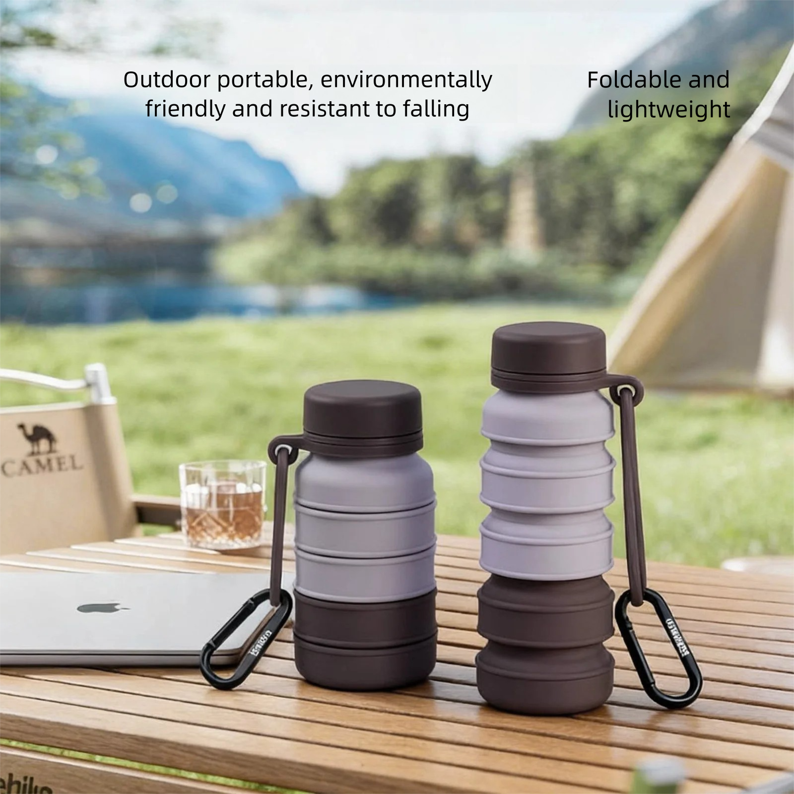 Collapsible Water Bottle - Shatterproof Collapsible Cup Hard Foldable Silicone