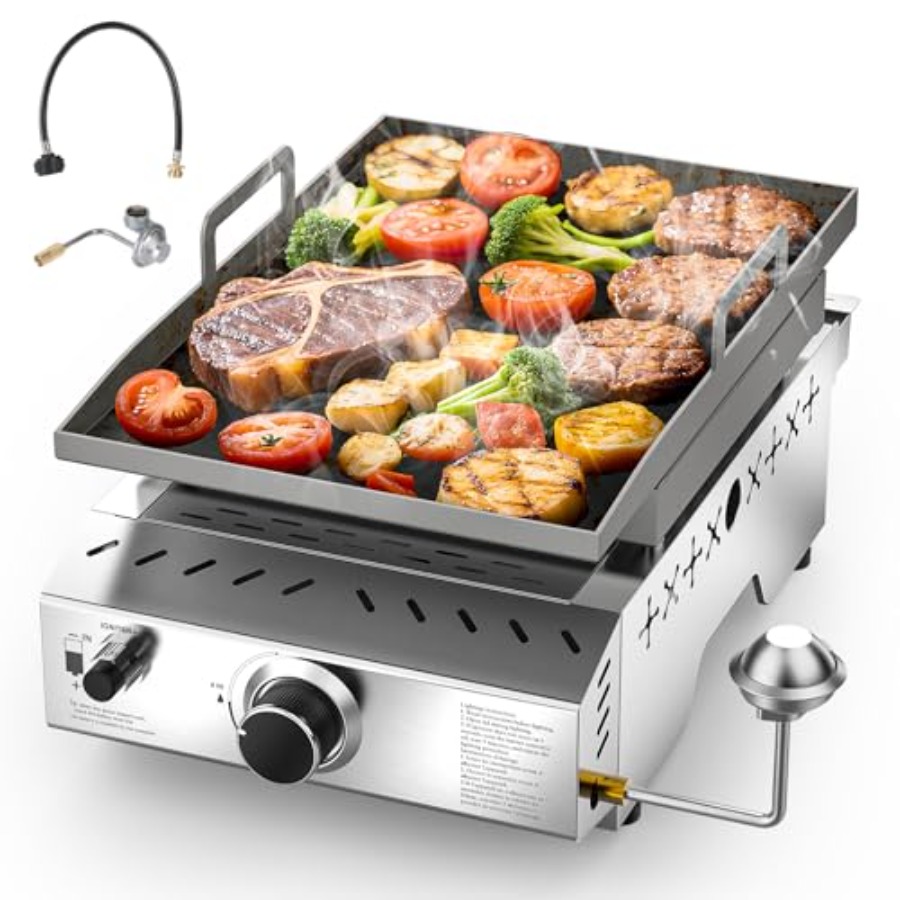 Outdoor Camping Griddle - Stainless Steel Tabletop Grill for Camping,