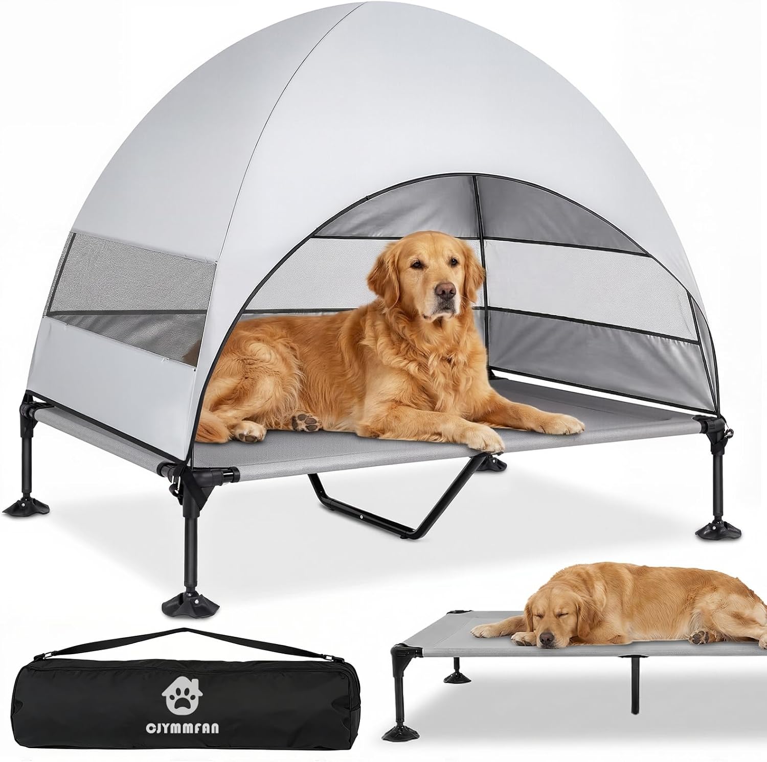 Outdoor Camping Dog Bed - Elevated Dog Bed with UV Canopy,