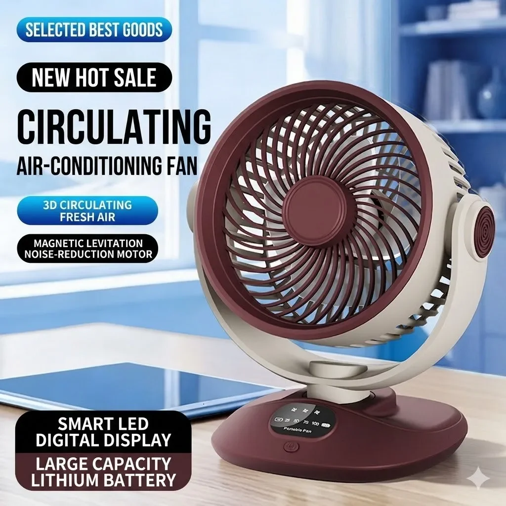 Outdoor Camping Ventilator - Desktop Fan Rechargeable Turbo Air Circulator