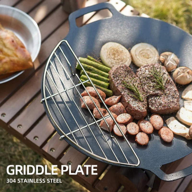 1Pcs BBQ Stainless Steel High  - Outdoor Camping Griddle ulasan dan harga