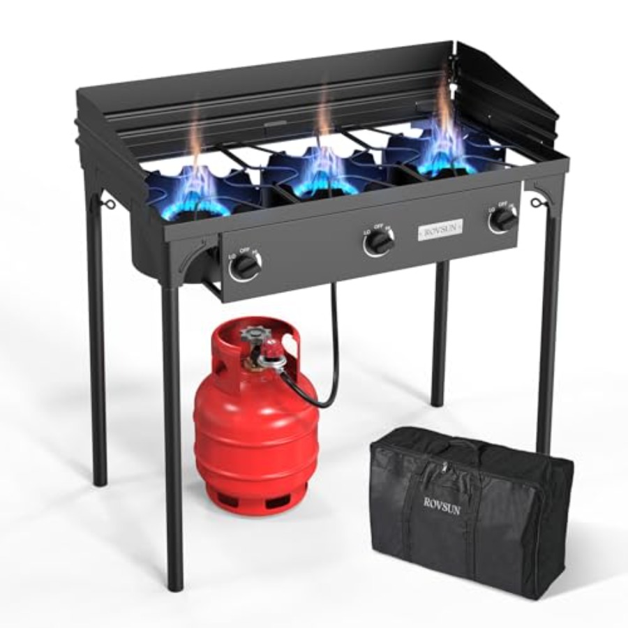 3 Burner Propane Gas Stove wit - Outdoor Camping List ulasan dan harga