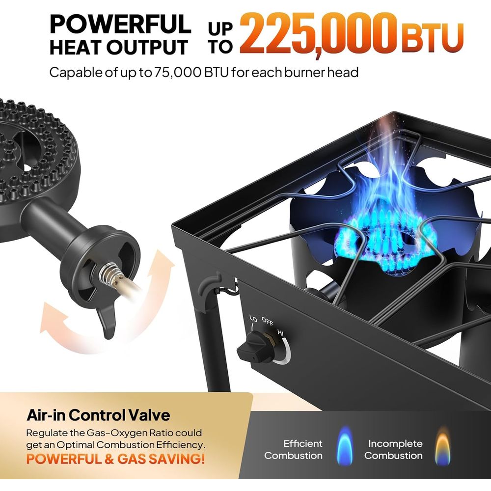 Portable 3-Burner Propane Stov - Outdoor Camping List ulasan dan harga