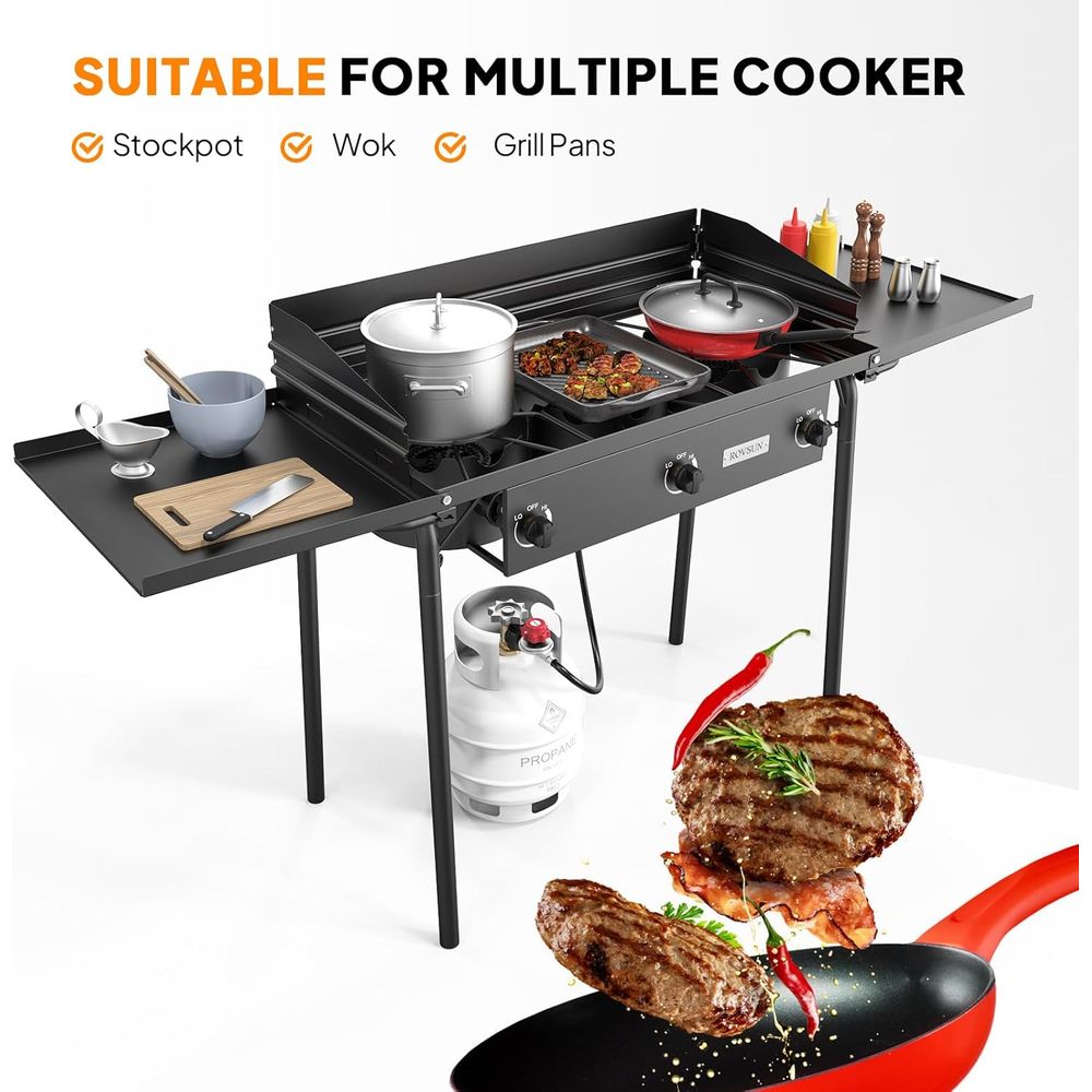 Portable 3-Burner Propane Stov - Outdoor Camping List ulasan dan harga