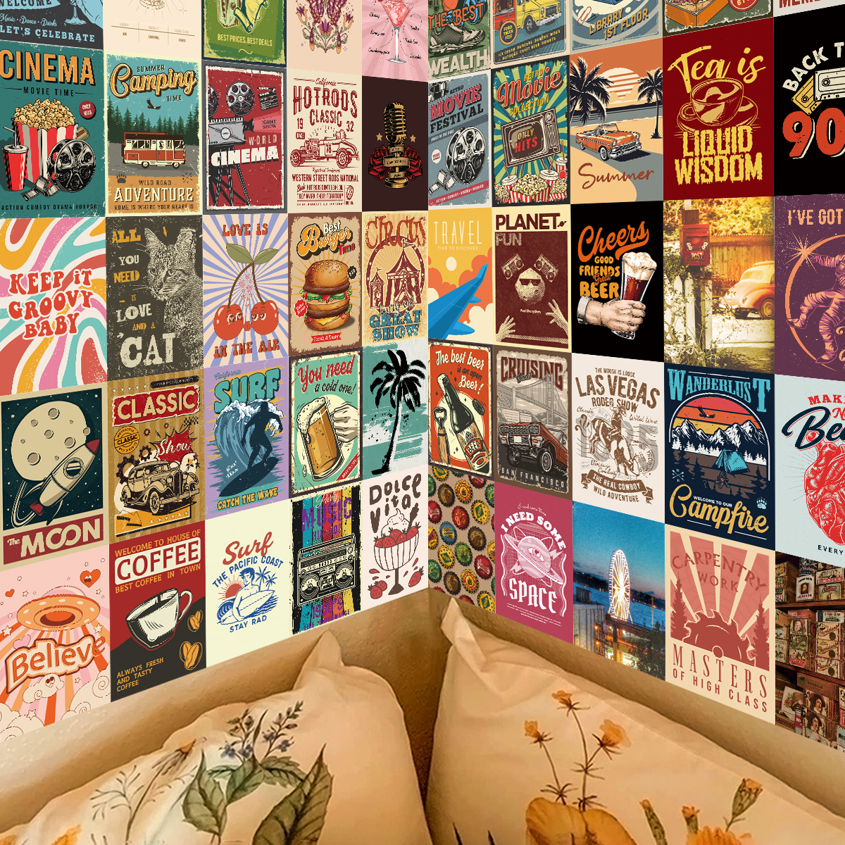 50pcs Vintage Wall Postcards W - Outdoor Camping Movies ulasan dan harga