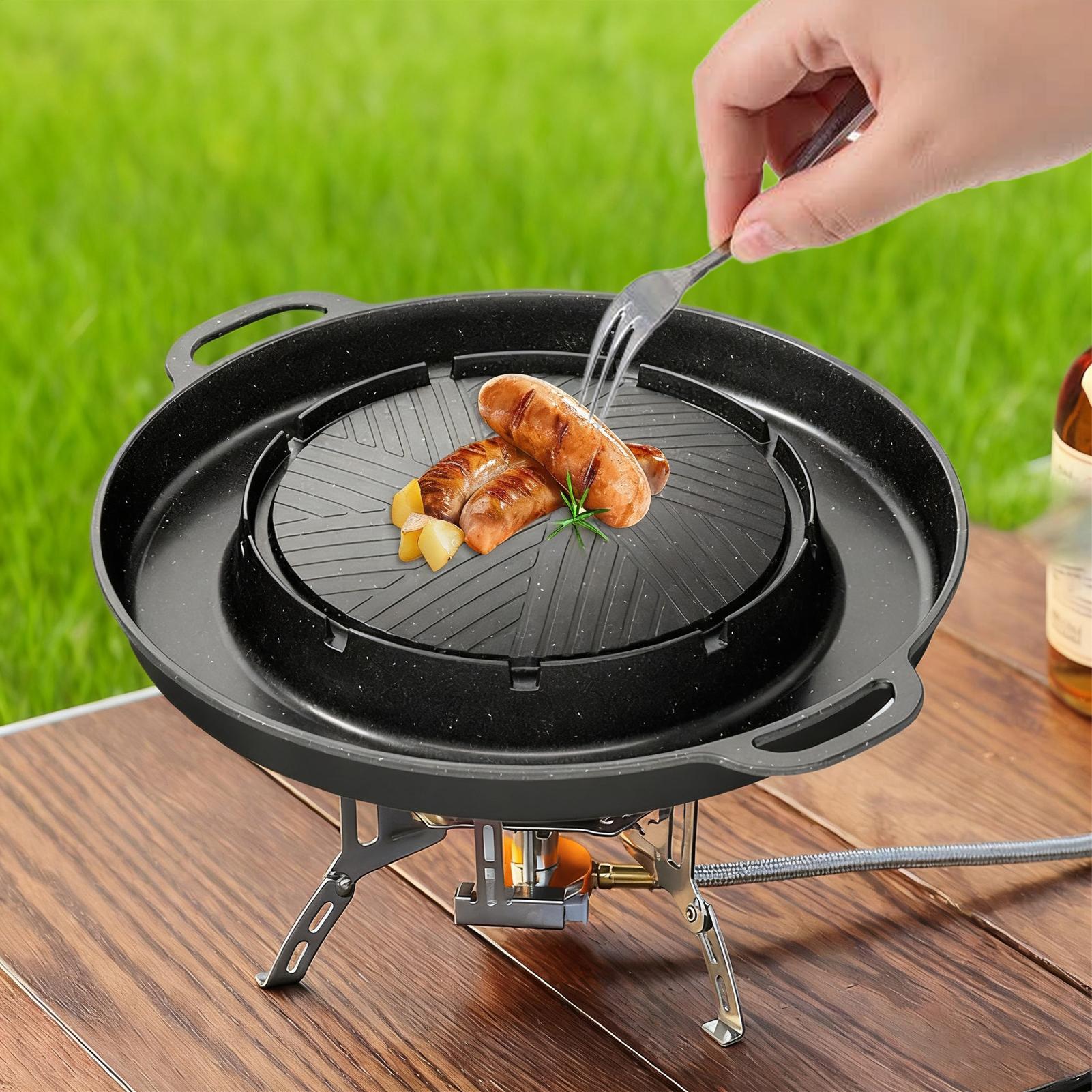 2-in-1 Grill & Hot Pan for Sto - Outdoor Camping Griddle ulasan dan harga