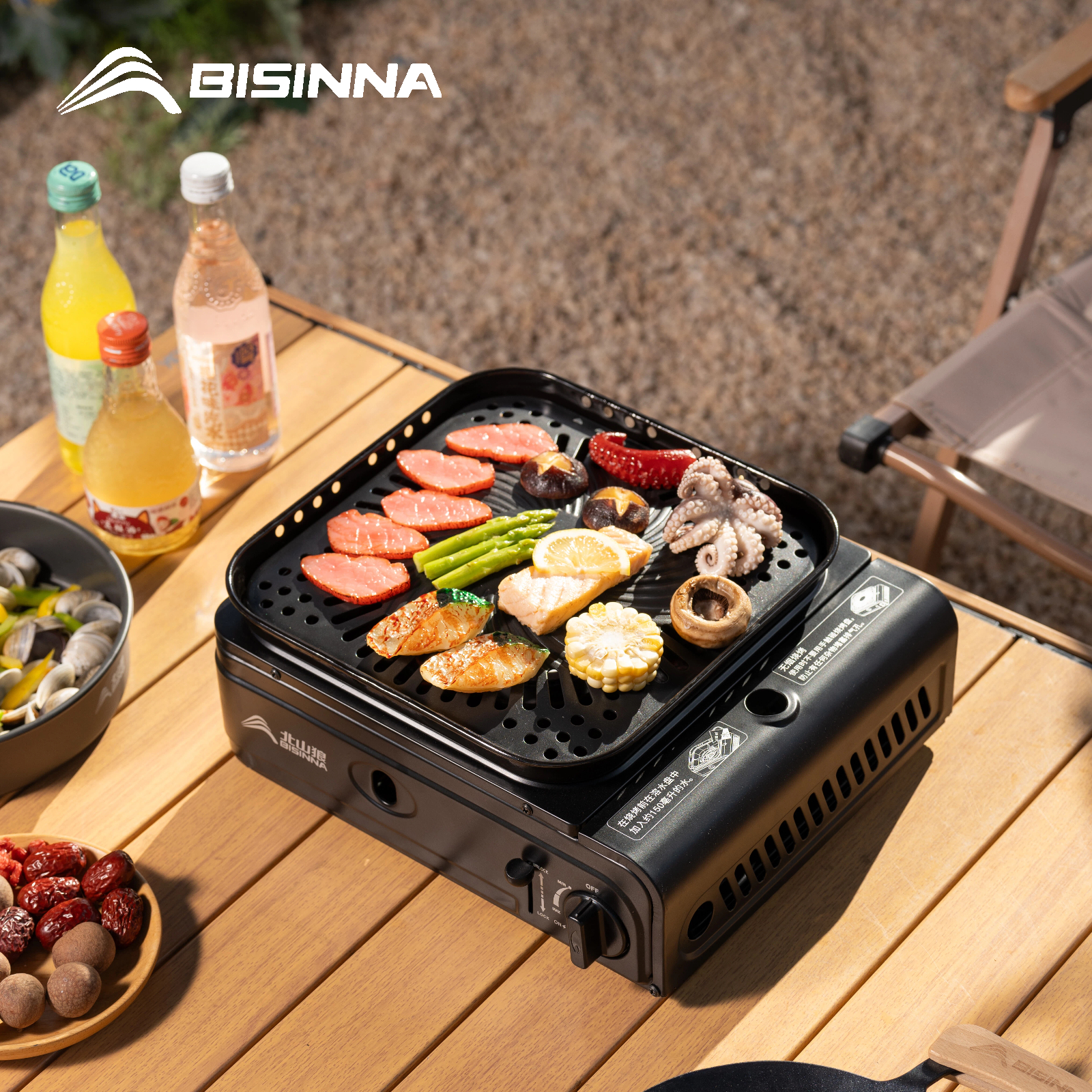 BISINNA Camping Gas Stove Port - Outdoor Camping Griddle ulasan dan harga