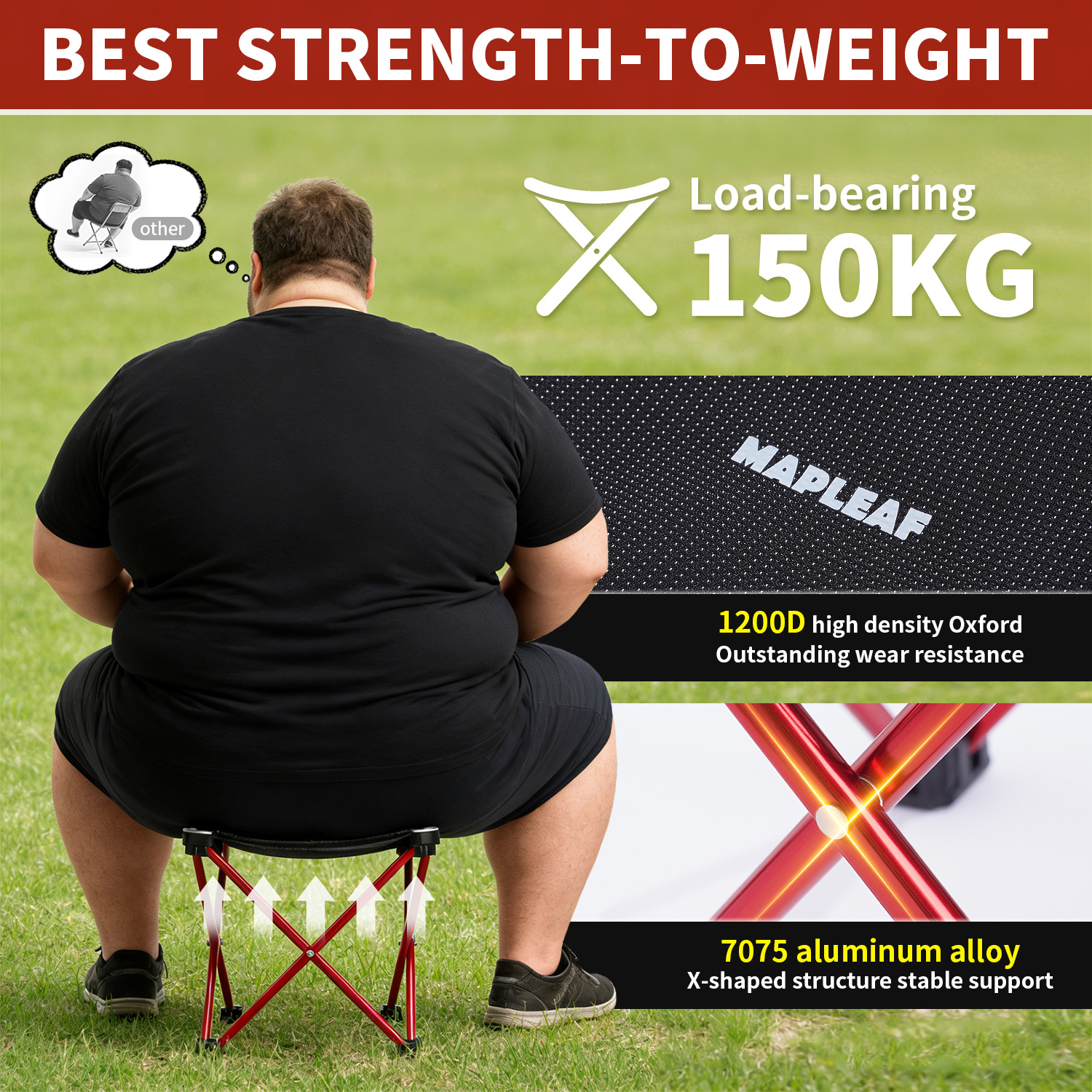 MAPLEAF Portable Folding Stool - Outdoor Camping Chairs Folding ulasan dan harga