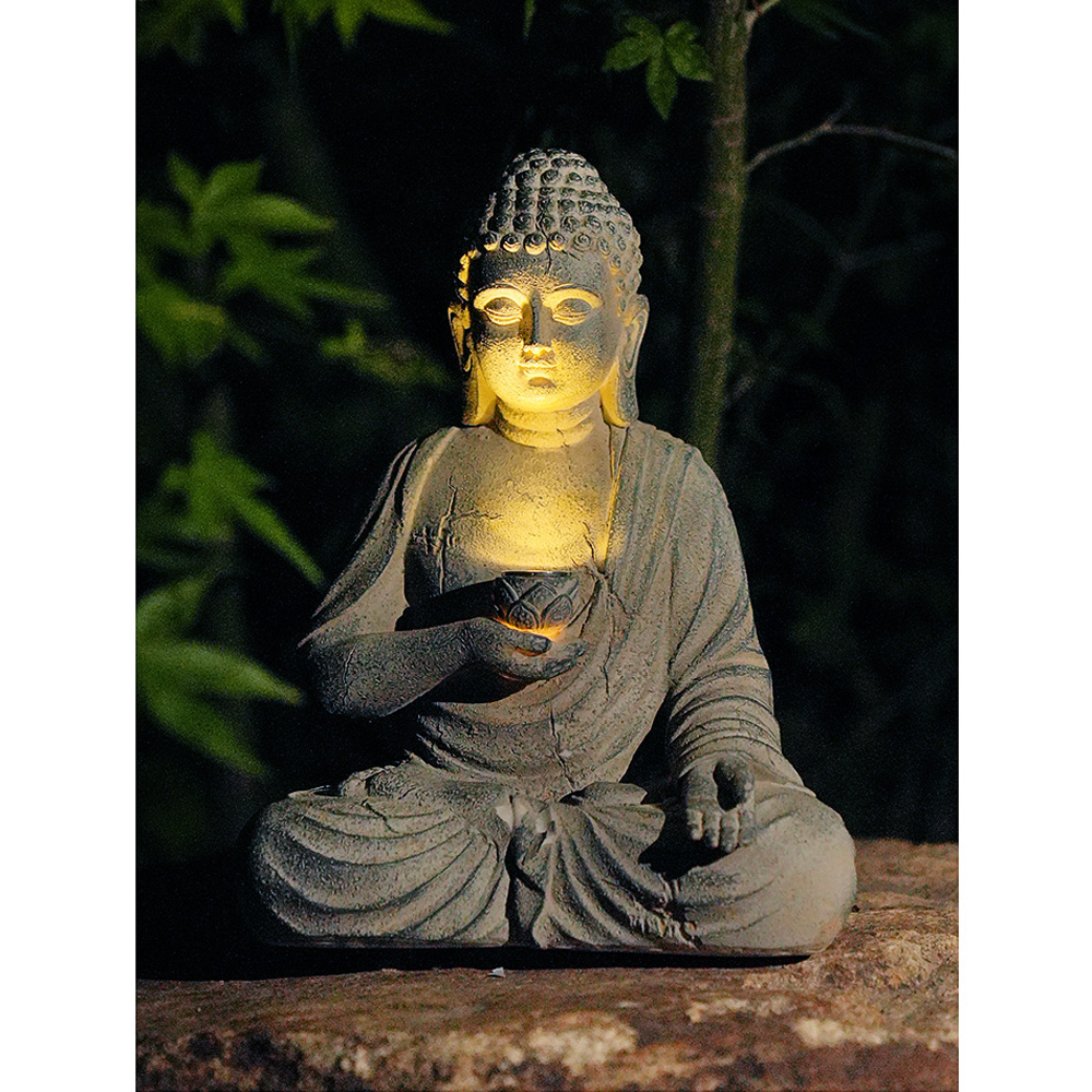 Resin Solar Buddha Statue Scul - Outdoor Camping Japan ulasan dan harga
