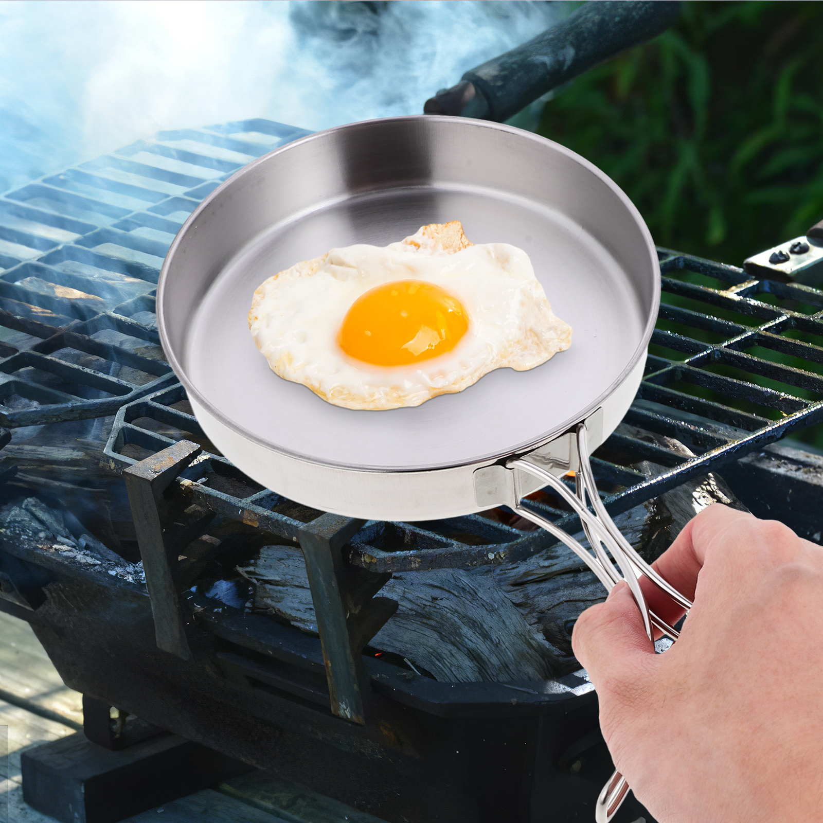 Portable Frying Pan Stainless  - Outdoor Camping Griddle ulasan dan harga
