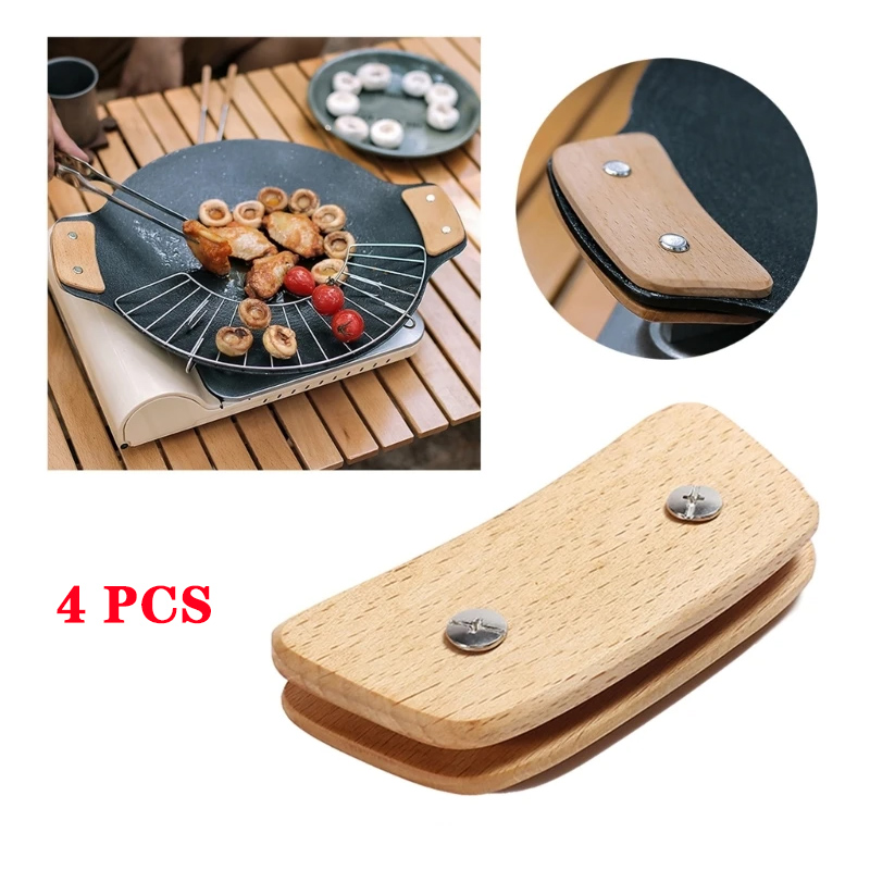 Wooden BBQ Pan Handle Anti Sca - Outdoor Camping Griddle ulasan dan harga