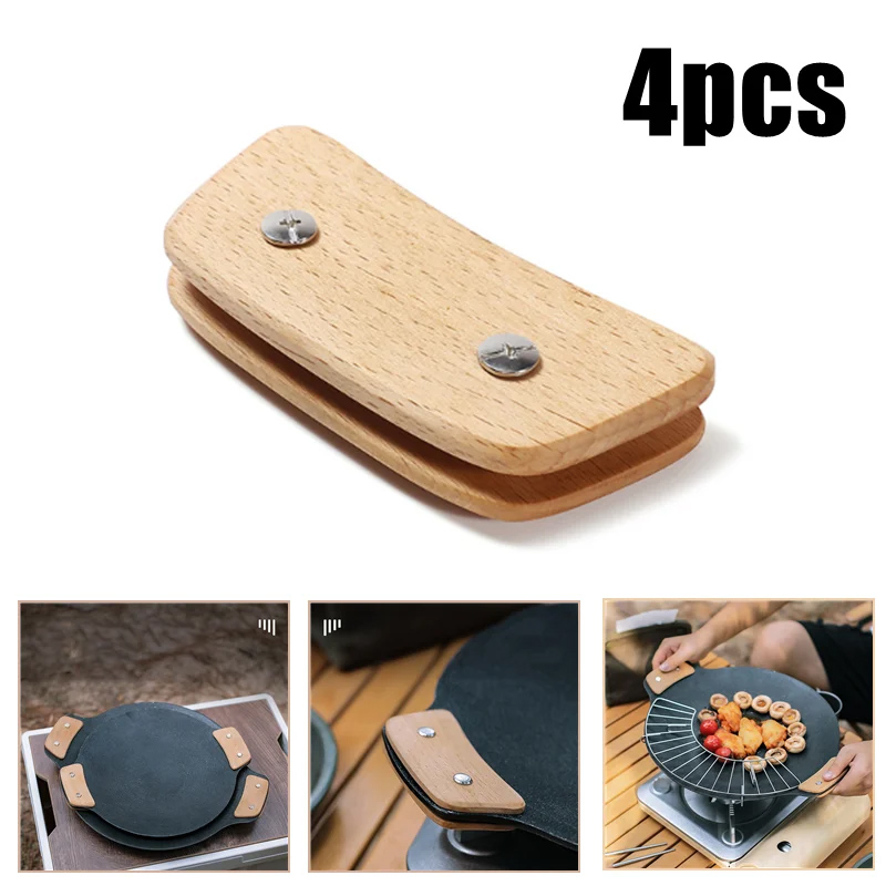 Wooden BBQ Pan Handle Anti Sca - Outdoor Camping Griddle ulasan dan harga