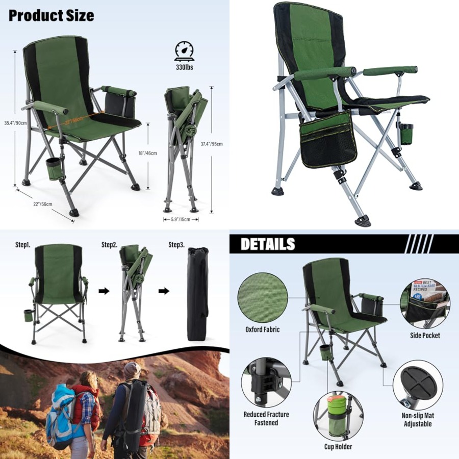 Camping Chair for Adults, Heav - Outdoor Camping Chairs Folding ulasan dan harga