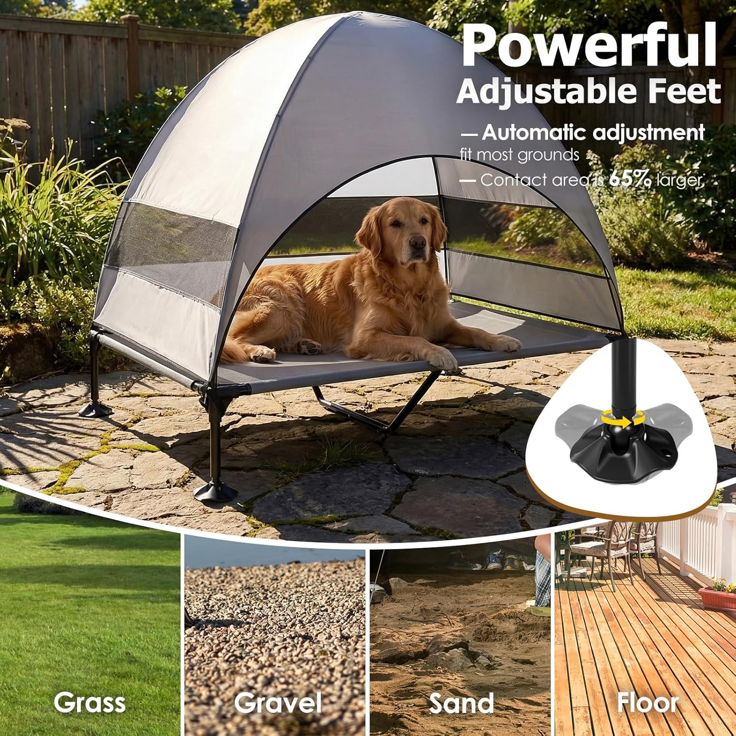 Elevated Dog Bed with UV Canop - Outdoor Camping Dog Bed ulasan dan harga