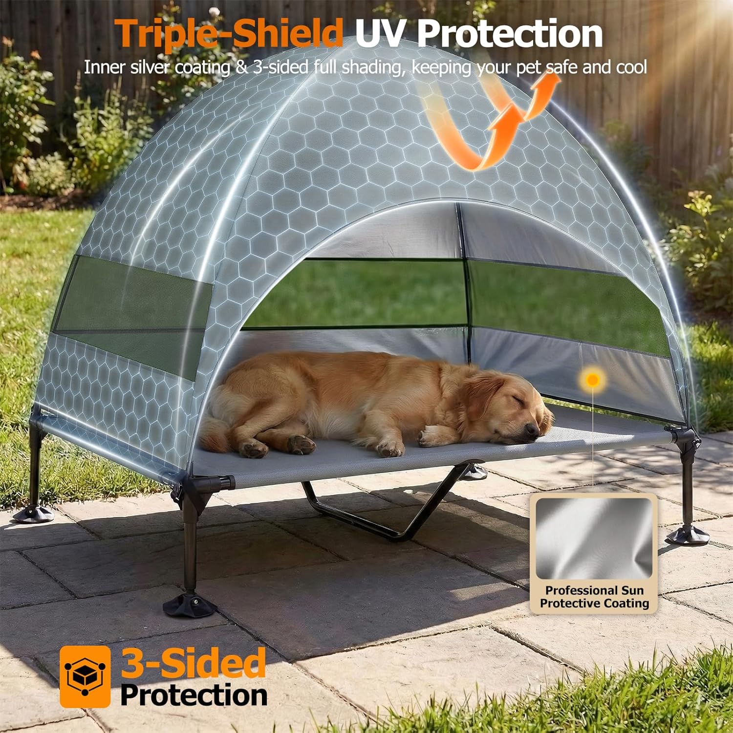 Elevated Dog Bed with UV Canop - Outdoor Camping Dog Bed ulasan dan harga