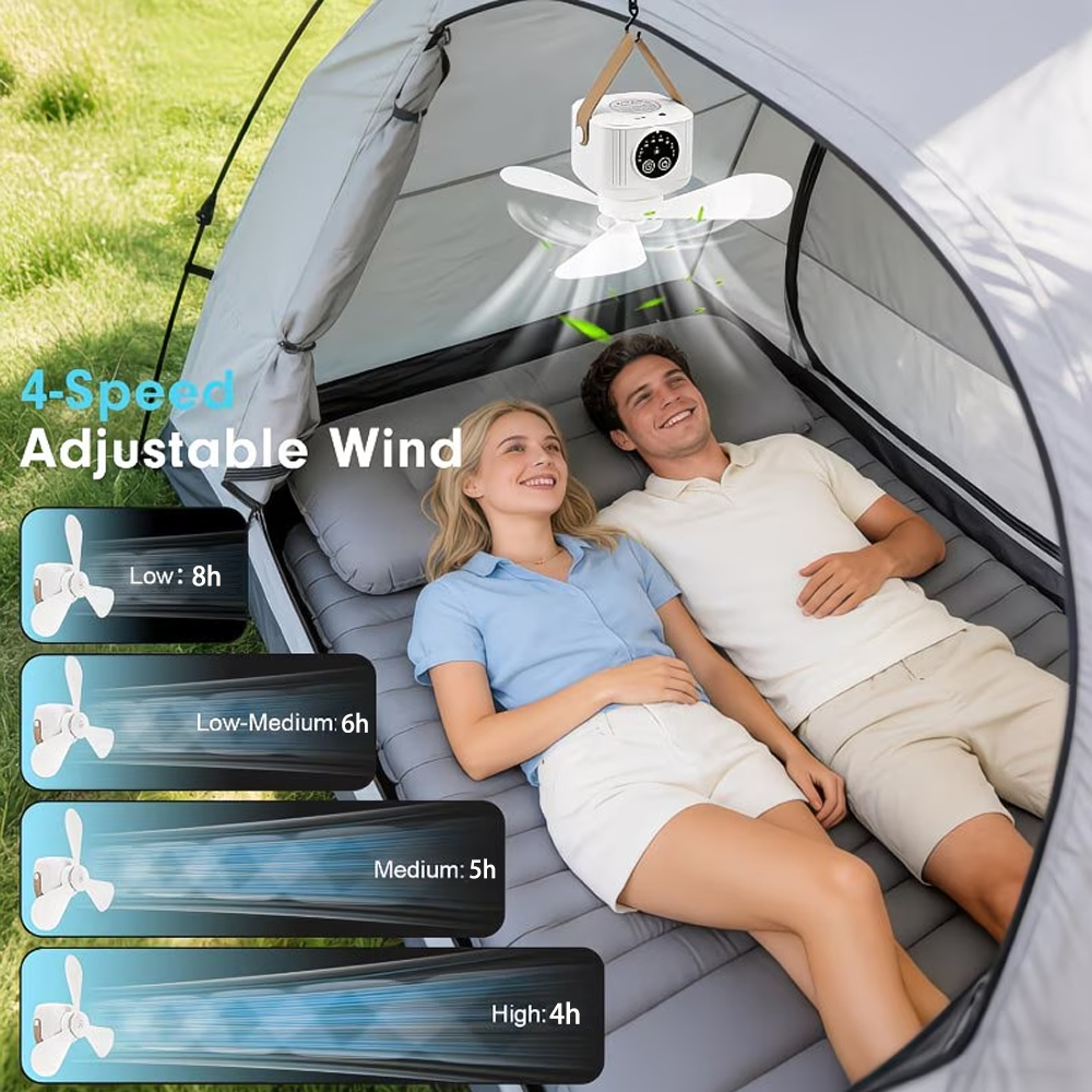 Portable Ceiling Fan with Ligh - Outdoor Camping Ventilator ulasan dan harga