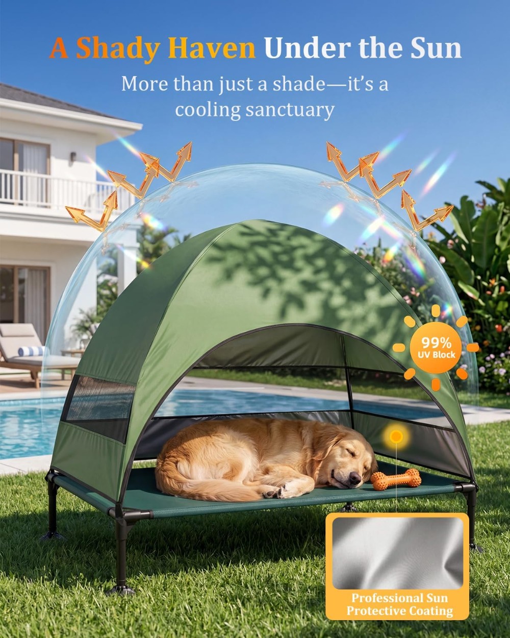 Elevated Dog Cot with Canopy,  - Outdoor Camping Dog Bed ulasan dan harga