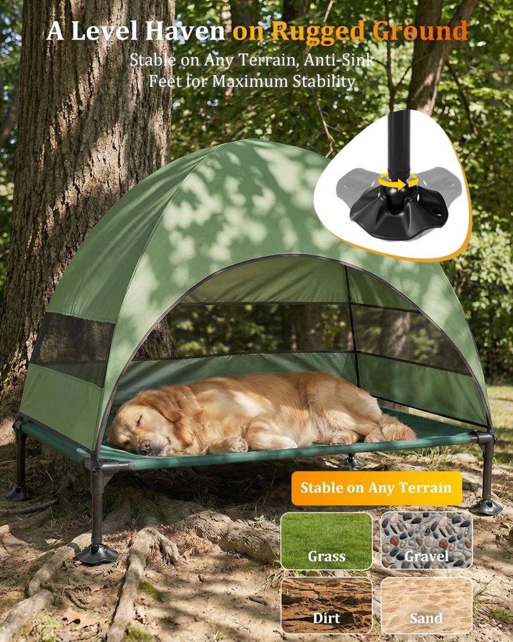 Elevated Dog Cot with Canopy,  - Outdoor Camping Dog Bed ulasan dan harga